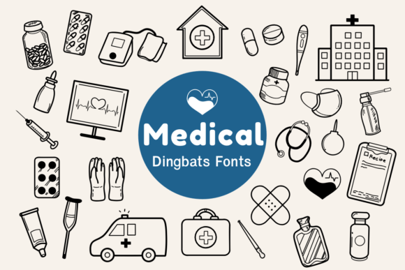 Medical Dingbats Font: A Sketched Design Asset